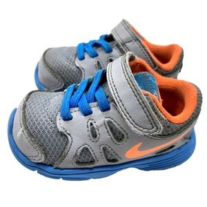 Children Nike Revolution 2 555082 008‎ Size 5C Gray Blue Orange